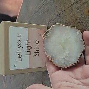 Gold and White Geode Phone Holder